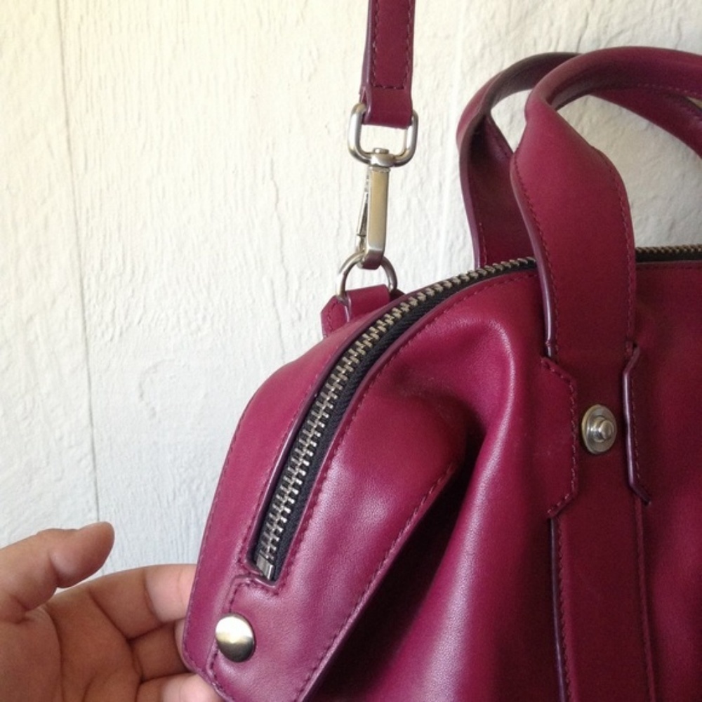 Flynn Maroon Leather Crossbody Roland Barrel Bag - Picture 7 of 8